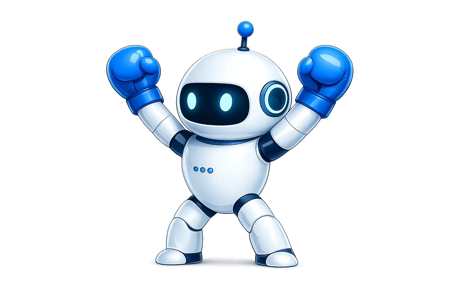 AI robot celebrating a successful evaluation